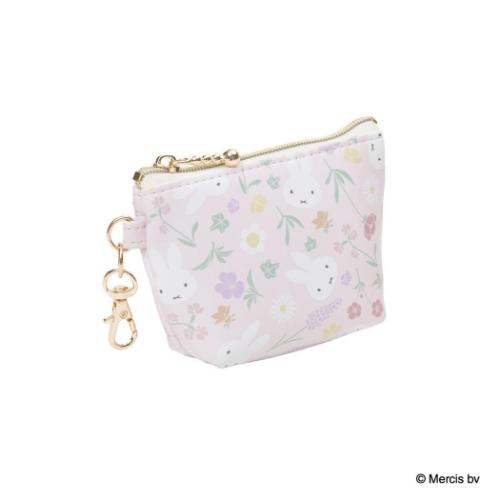 ミッフィー 絵本キャラクター ミニポーチ MIFFY Floral pattern マイクロ台形ポーチ ピンク ディックブルーナ