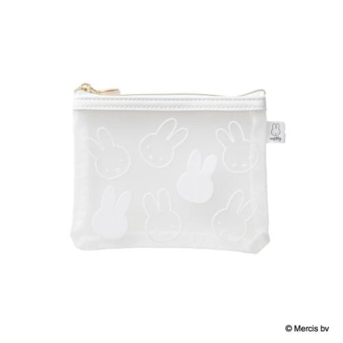 ミッフィー 平ポーチ MIFFY FLOCKY ミニフラットポーチ ホワイト