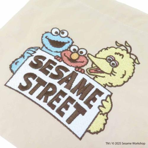 セサミストリート 巾着ポーチ 巾着袋 SESAME STREET EMBROIDERY ベージュ キャラクター