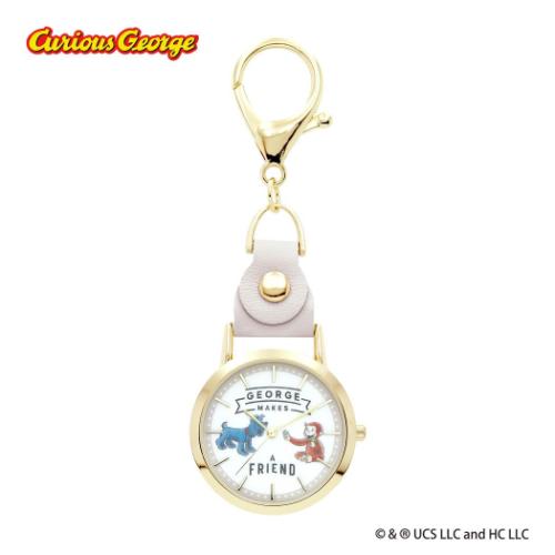 おさるのジョージ キーホルダー時計 レザーKCウォッチ GY フィールドワーク