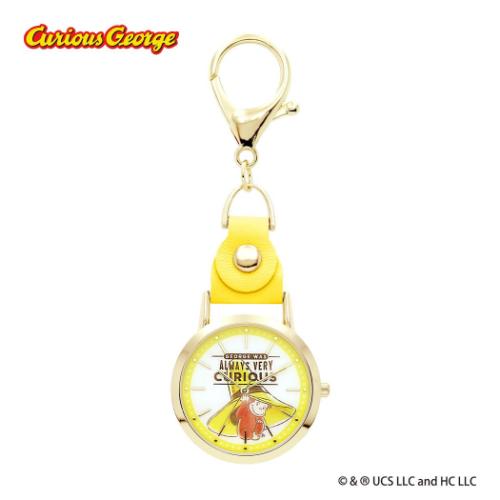 おさるのジョージ キーホルダー時計 レザーKCウォッチ YE フィールドワーク