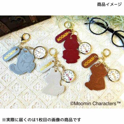 ムーミン ムーミン型押しレザーチャームKC キーホルダー時計 RE レッド