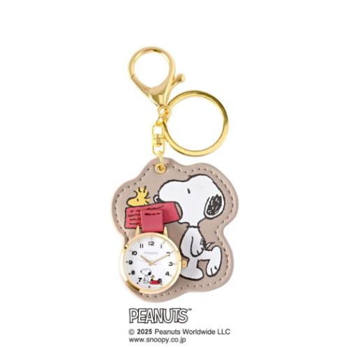 スヌーピー グッズ キーホルダー時計 キャラクター ダイカットチャームウォッチM GY グレー