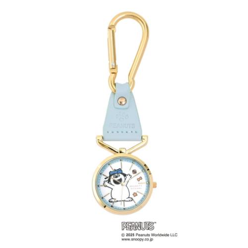 スヌーピー グッズ キーホルダー時計 キャラクター カラビナレザーウォッチJ BL