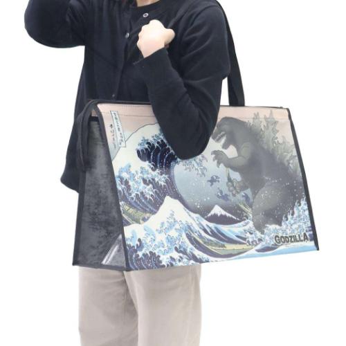 ゴジラ グッズ 買い物かばん キャラクター ショッピングバッグ 富嶽三十六景