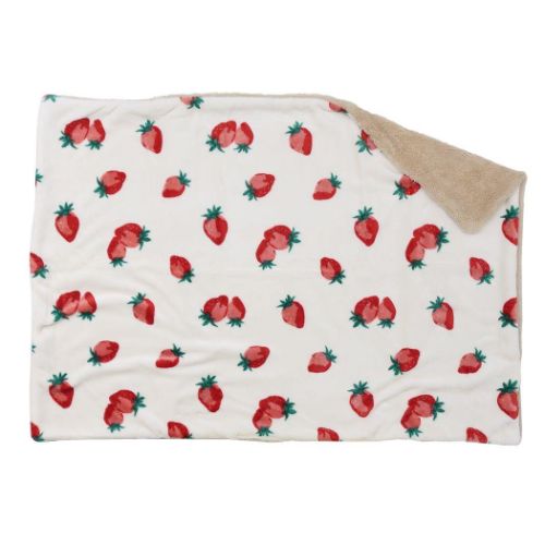 ひざ掛け ボア付ブランケット イチゴフェスタ アイボリー