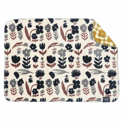 毛布 リバーシブルブランケット シルエットフラワー ナチュナル フレンズヒル ウォーマー雑貨 ひざ掛け