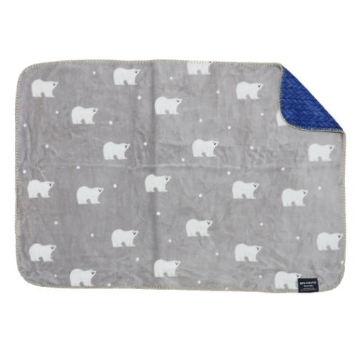 リバーシブルブランケット 毛布 シロクマスノウ ウォーマー雑貨 グレイ フレンズヒル ひざ掛け