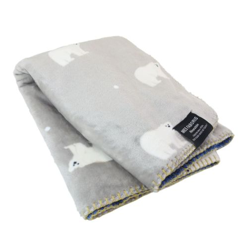 リバーシブルブランケット 毛布 シロクマスノウ ウォーマー雑貨 グレイ フレンズヒル ひざ掛け