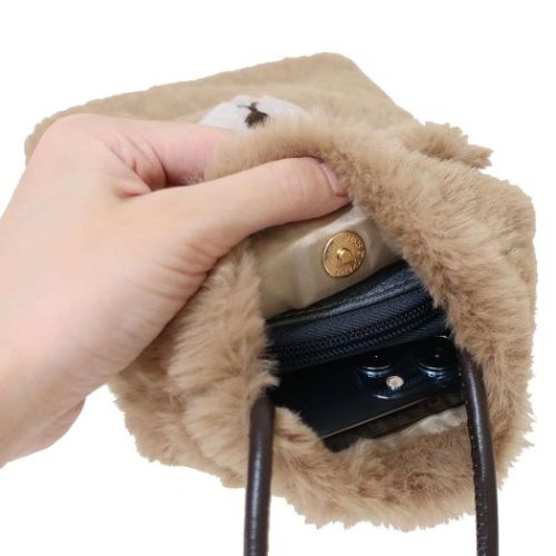 ミニショルダーバッグ ポシェット フワクマ ブラウン フレンズヒル スマホポーチ 斜め掛け かわいい