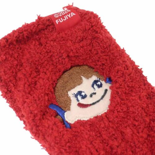ペコちゃん キャラクター 女性用防寒靴下 もこもこルームソックス レッド グッズ