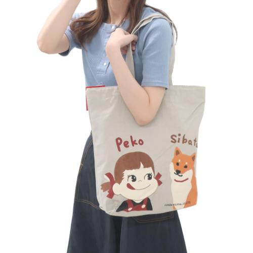 不二家 不二家のペコちゃん ファスナー付A4トート トートバッグ