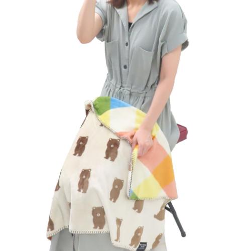 リバーシブルブランケット ひざ掛け毛布 カマッテソフィア アイボリー フレンズヒル