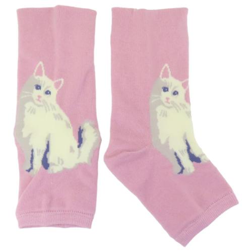 女性用靴下 ムームーキャット シルクおやすみソックス ピンク フレンズヒル プレゼント