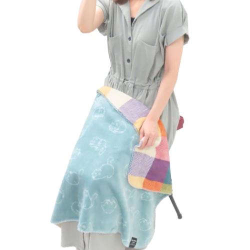 ひざ掛け毛布 リバーシブルブランケット ミネットチェック ミント フレンズヒル