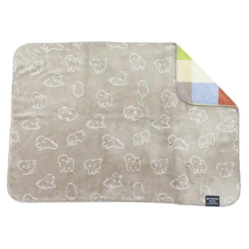 ひざ掛け毛布 リバーシブルブランケット パピーチェック ベージュ フレンズヒル ウォーマー雑貨 ひざかけ 寒さ対策