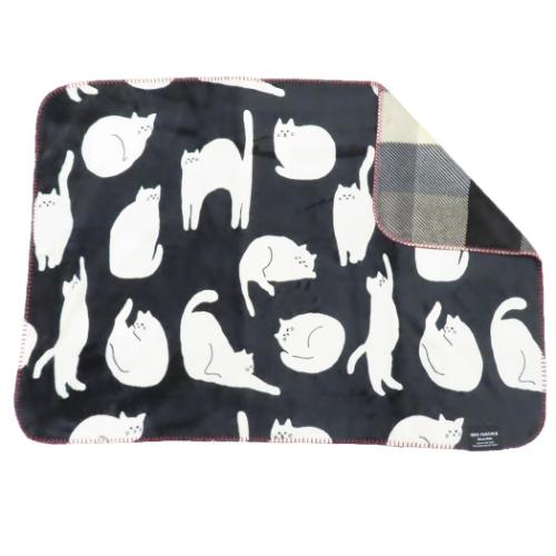 ひざ掛け毛布 リバーシブルブランケット キッサキャット ダークグレイ フレンズヒル