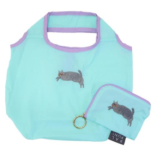 ショッピングバッグ ポーチ付ミニエコバッグ ジャンプミュー ねこ フレンズヒル