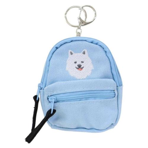 ミニポーチ リュック型ポーチキーホルダー ファーサモエド BLUE 小物入れ フレンズヒル
