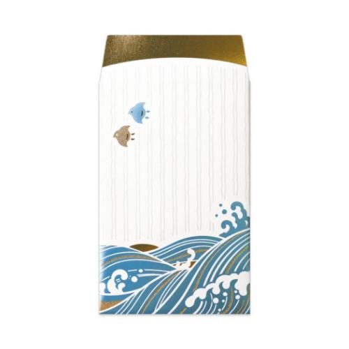 ポチ袋 ROKKAKU 箔ぽち袋 やまかわうみ 2枚入り 海 フタバ 和風 箔押し