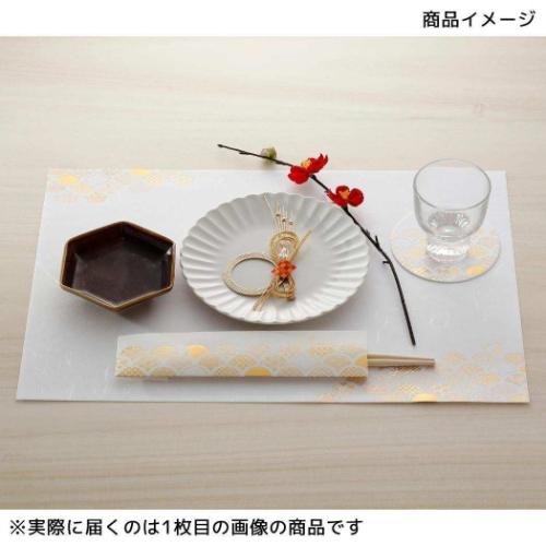 ランチョンマット ROKKAKU 箔押し御膳敷紙 3枚入 毬うさぎ フタバ 和柄