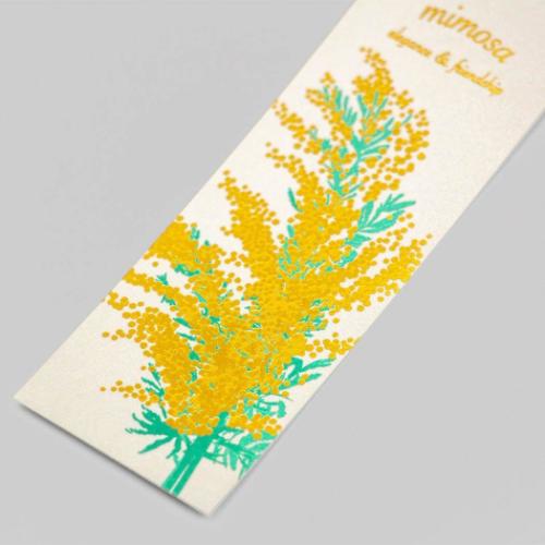 ブックマーク ROKKAKU Hakuoshi Botanical しおり 2枚入り ミモザ フタバ 箔押し ボタニカル