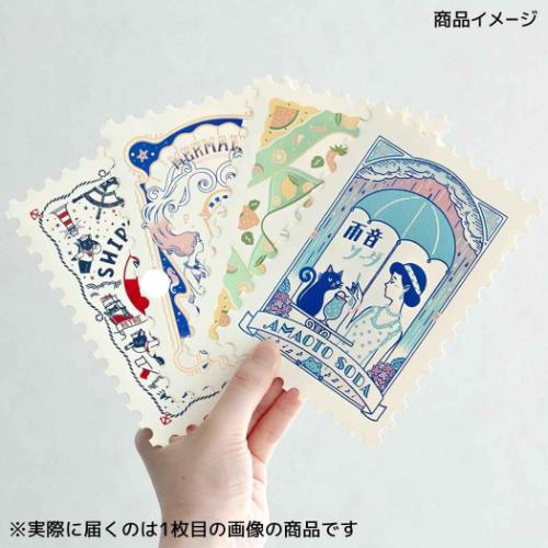 POSTCARD 切手型ポストカード 1枚入り ROKKAKUxオビワン パーラーフルーティー フタバ 箔押し メッセージカード