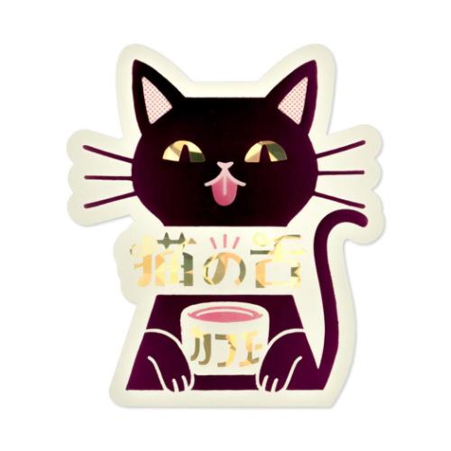 ステッカー ダイカットシール ROKKAKUxオビワン 猫の舌カフェー フタバ