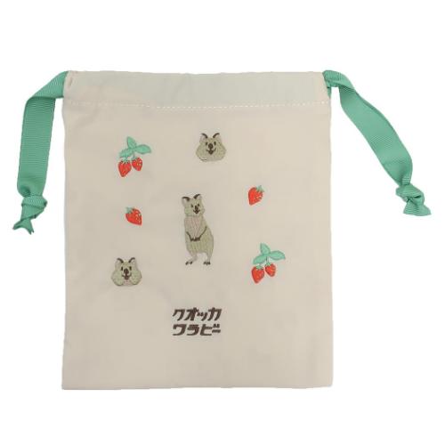 巾着袋 アニマル百貨店 刺繍巾着 どうぶつ クオッカワラビー きんちゃくポーチ 小物入れ 爆買
