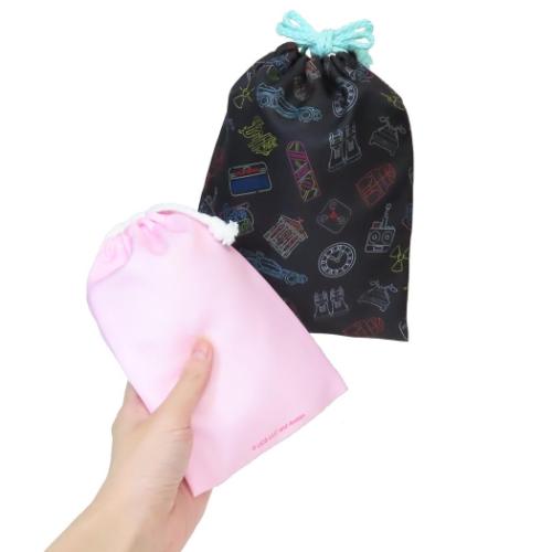 巾着袋 バックトゥザフューチャー 巾着2点セット ピンク 小物入れ