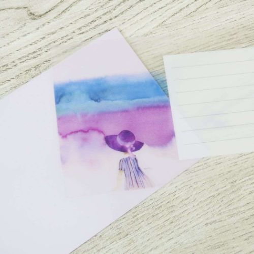 とうめいレターセット レターセット いわさきちひろ Blue Green Flash 便箋＆封筒 かわいい