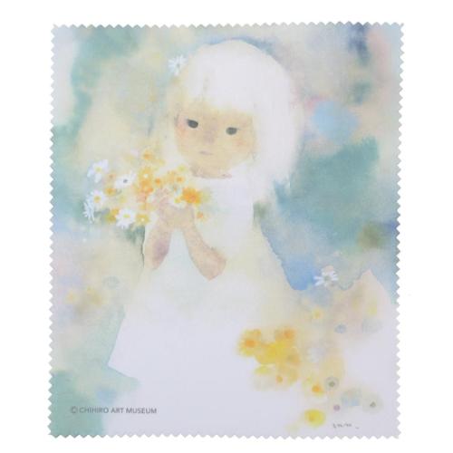 メガネ拭き いわさきちひろ メガネクロス 花を持つワンピースの少女 Green Flash 眼鏡