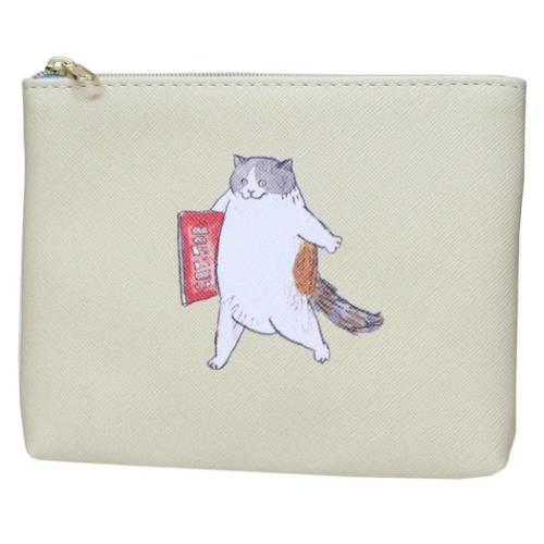 ミニポーチ 三毛猫モブは猫缶を稼ぎたい Mobu's Diary 合皮ポーチ Food ねこ Green Flash 爆買