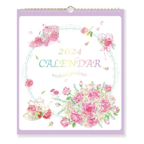 2024Calendar ガーデン 壁掛けカレンダー2024年 スケジュール フラワー イラスト 書き込み