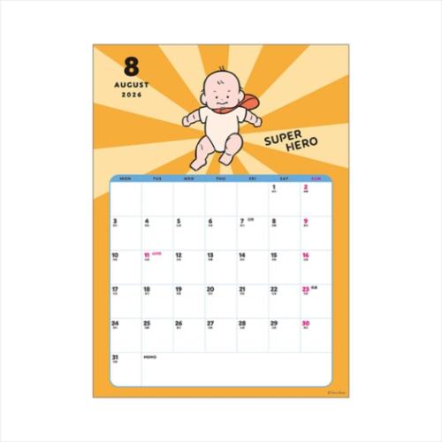 2026Calendar 壁掛けカレンダー2026年 おおのたろう 月曜始まり 学研ステイフル 書き込み キャラクター インテリア