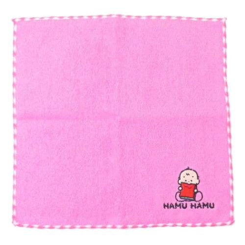 ハンドタオル おおのたろう 刺繍ハンカチ 桃 ミニタオル