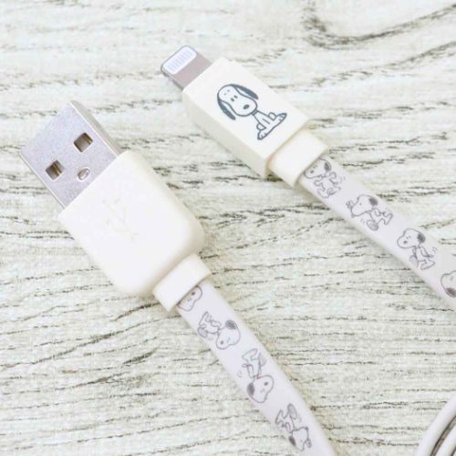 スヌーピー 充電ケーブル USB Lightning 対応 同期＆充電ケーブル ライトニングケーブル1.2m アイボリー ピーナッツ グルマンディーズ