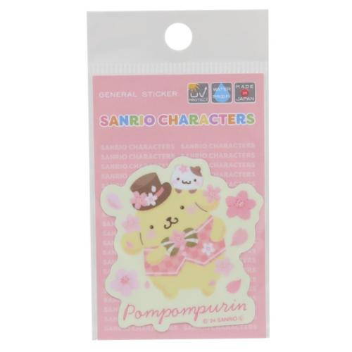 ポムポムプリン ミニステッカー ダイカットシール キラキラ桜 サンリオ キャラクター