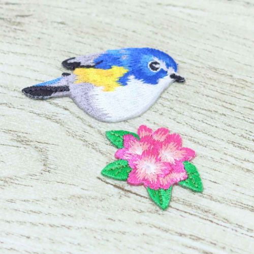 ワッペン 刺繍ワッペンシール ルリビタキ ヒサゴ 鳥 手芸用品