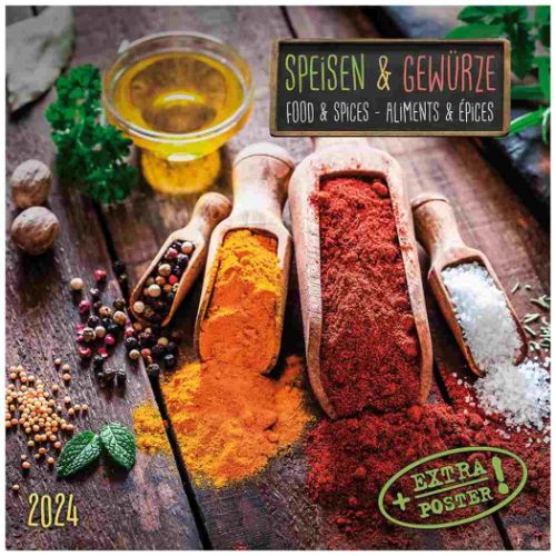 2024 Calendar artwork STUDIOS 壁掛けカレンダー2024年 Food ＆ Spices/Speisen und Gewurze