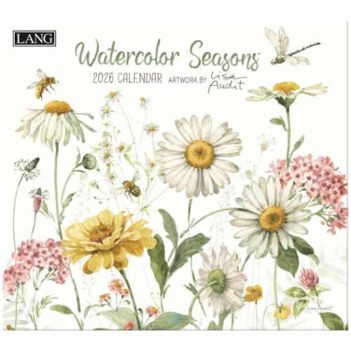 2026 Calendar LANG ラング 壁掛けカレンダー2026年 Watercolor Seasons Lisa Audit
