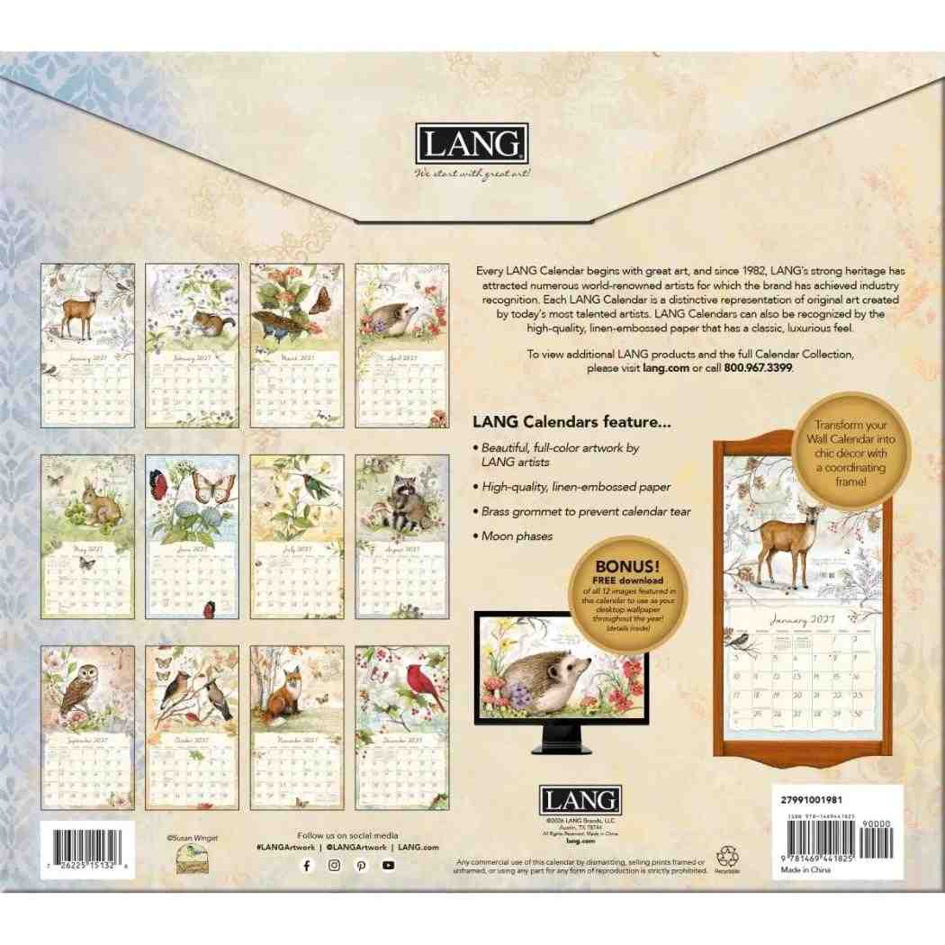 2027 Calendar LANG ラング 壁掛けカレンダー2027年 Field Guide Susan
