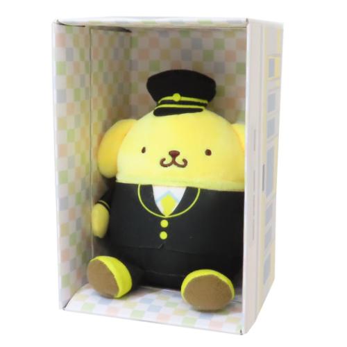 ポムポムプリン キャラクター プラッシュドール 電車BOX付ぬいぐるみ