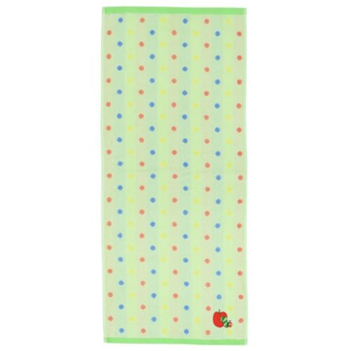 オーガニックコットンフェイスタオル ジャガードロングタオル キャンディドット GREEN はらぺこあおむし エリックカール 林タオル プレゼント