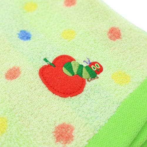 オーガニックコットンフェイスタオル ジャガードロングタオル キャンディドット GREEN はらぺこあおむし エリックカール 林タオル プレゼント