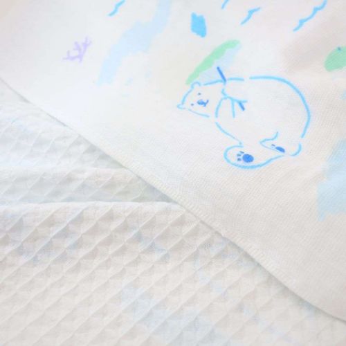 ガーゼワッフル ハレヤカ 片面ガーゼ ロングタオル 2枚組 フェイスタオル アニマル F/T シロクマ 林タオル かわいい