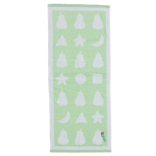 プリントロングタオル フェイスタオル はらぺこあおむし エリックカール シェイプ GREEN 林タオル 新生活雑貨