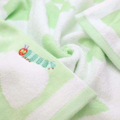 プリントロングタオル フェイスタオル はらぺこあおむし エリックカール シェイプ GREEN 林タオル 新生活雑貨