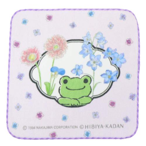 インクジェットプリントハンカチタオル ミニタオル かえるのピクルス ヒビヤカダン ハナバナ 林タオル