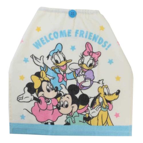 ゴム＆ボタン付きキッズおてふきタオル ミッキー＆フレンズ おりこうタオル ディズニー ニューフレンド 入園入学準備 幼稚園 キャラクター